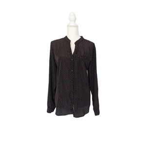 Kut From The Kloth Black White Polka Dot Button Down Shirt Size XL
